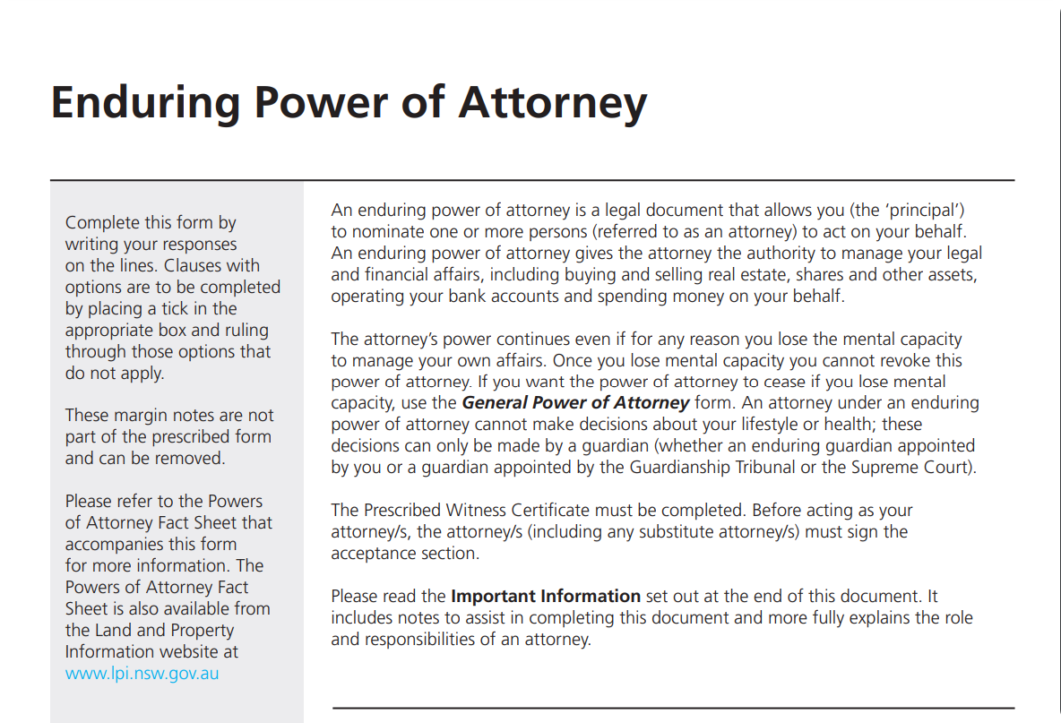 持久授权委托书＆Enduring Power of Attorney