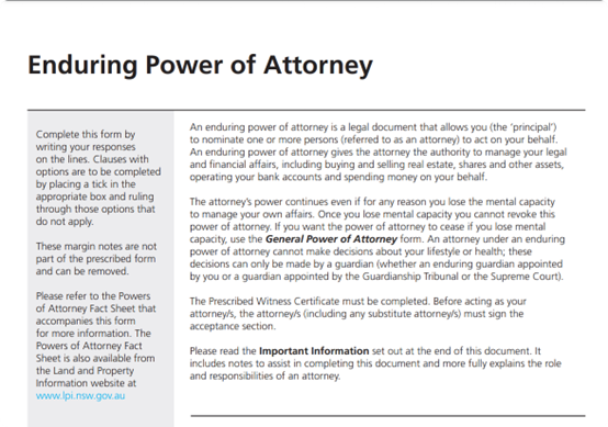 Enduring Power of Attorney